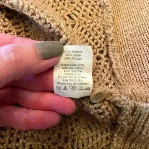 J. Crew Crochet Sweater Long Sleeve Round Neck Wool Alpaca Womens Size Large - Picture 8 of 9